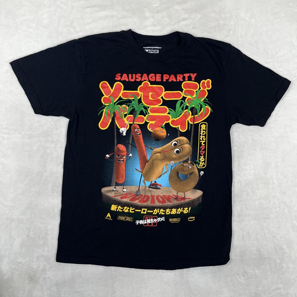 Sausage Party T-Shirt Mens Large Black Rucking Fotten Movie Graphic Tee